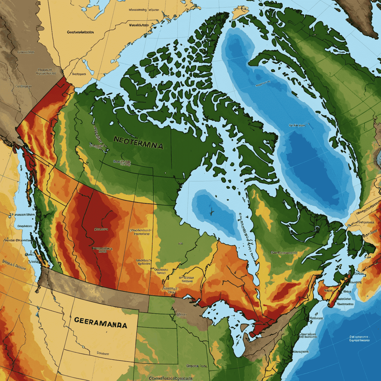 Map of Canada highlighting geothermal hotspots in western provinces with potential energy output estimates