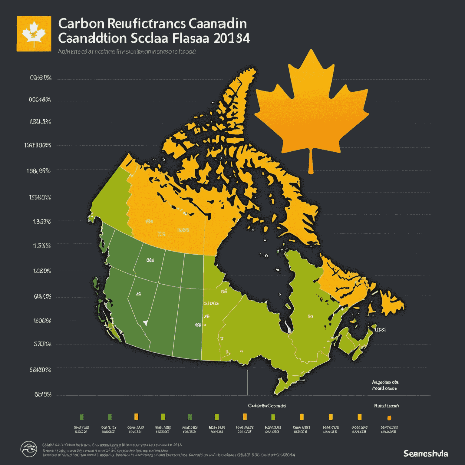 A graph showing the reduction in carbon emissions in Canada over the past decade, correlating with the increase in solar power adoption